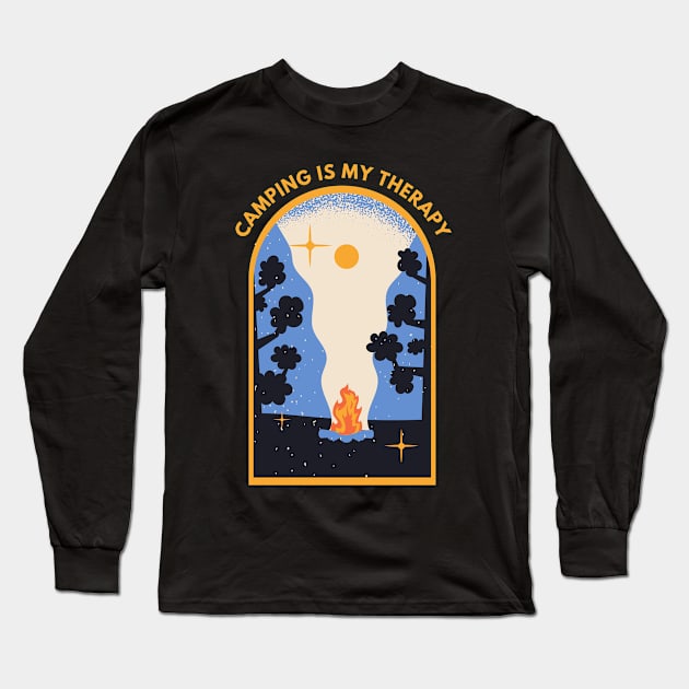 Camping Is My Therapy Long Sleeve T-Shirt by Creativity Haven